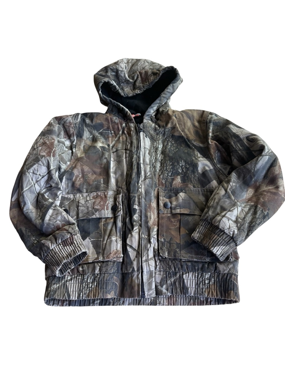 Outfitters Ridge boy M 8 realtree hardwoods camo zip up jacket quilted pockets